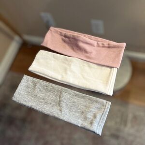 Set of Three Headbands in Pink, White, and Gray
